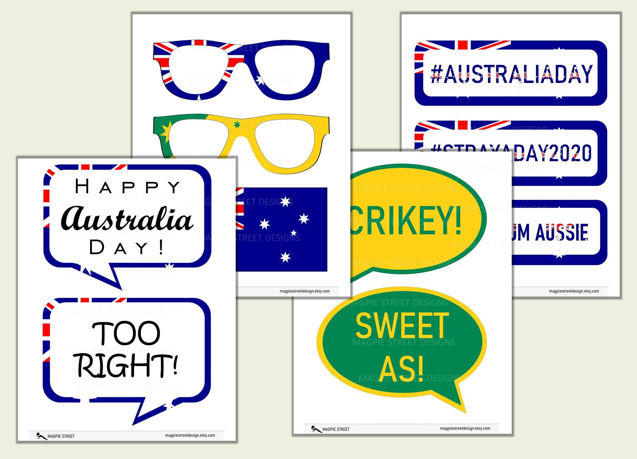 Australia Day Photo Props / Australian Straya Day Photo Booth Props