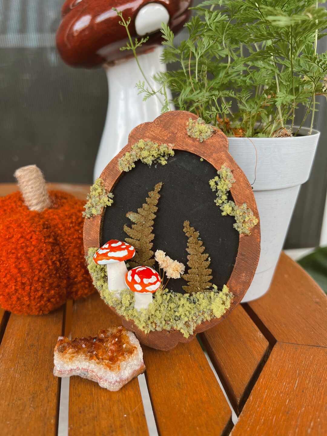 Miniature Vintage Mushroom Oddity Wall Hanging