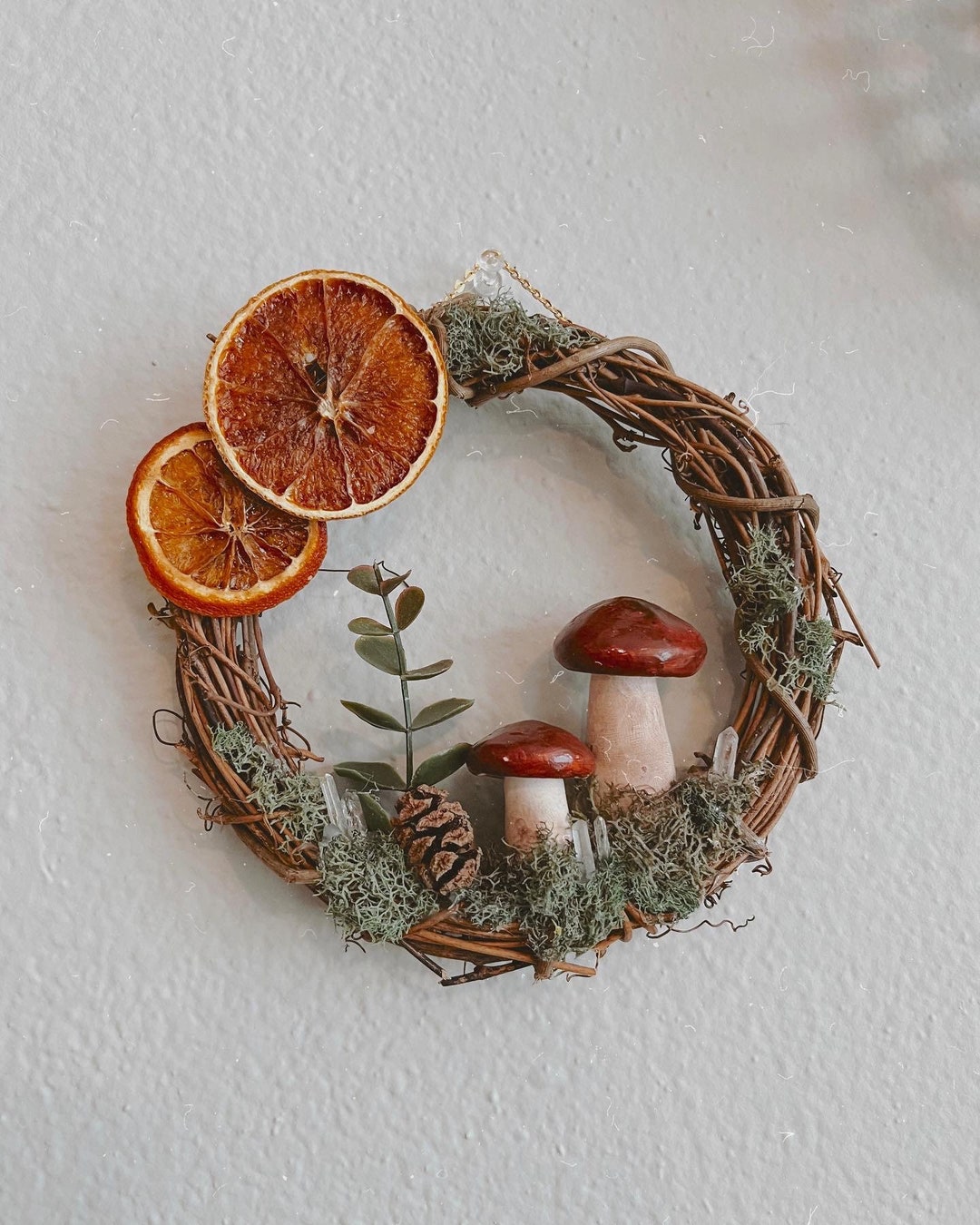 Citrus Warm Toned Mushroom Wreath | Mushroom Wall Decor | Wall Hangings