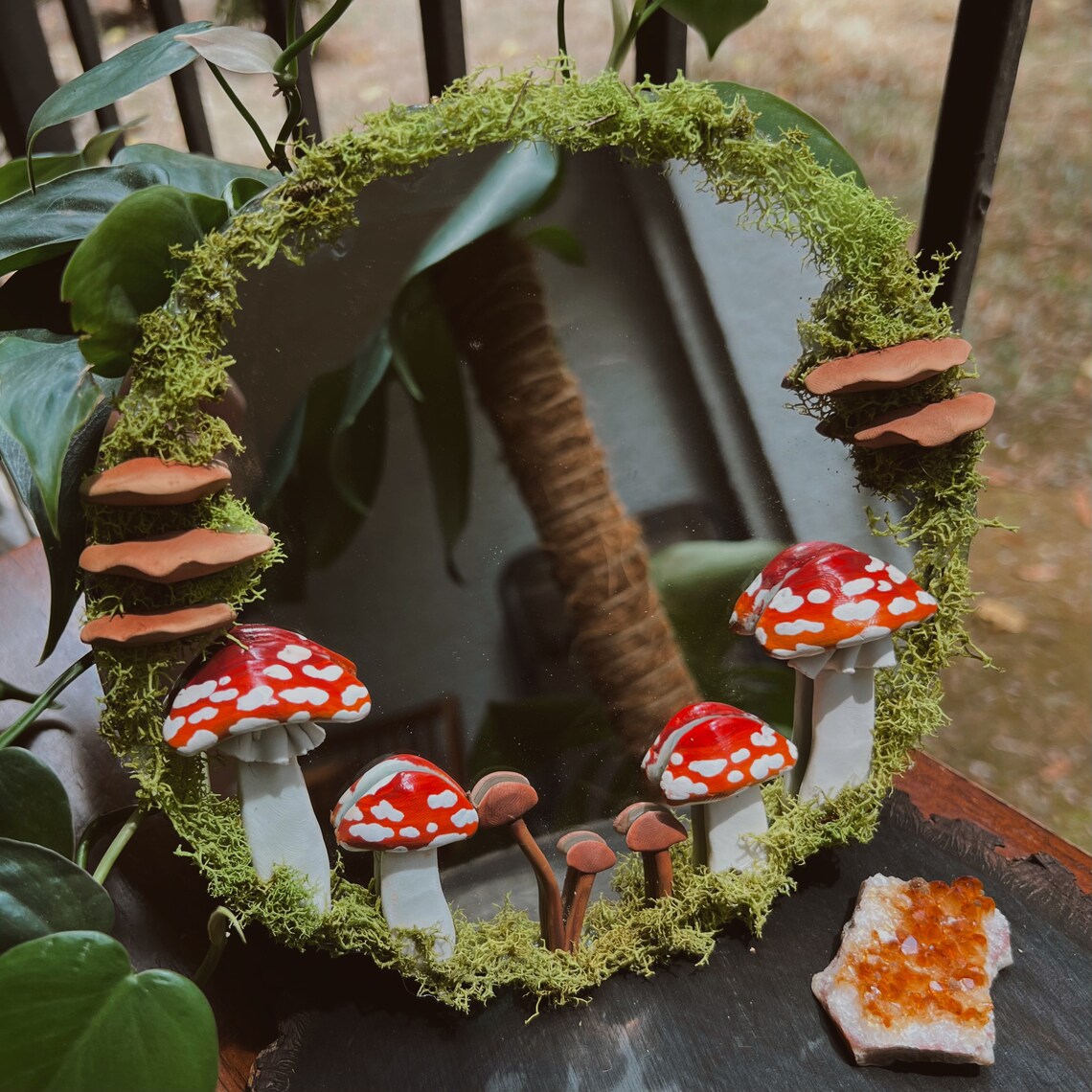Mushroom Accent Mirror Handmade Mushroom Wall Decor Etsy