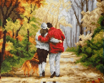 Large DIY Bead embroidery craft kit, beaded cross stitch picture kit autumn landscape pattern