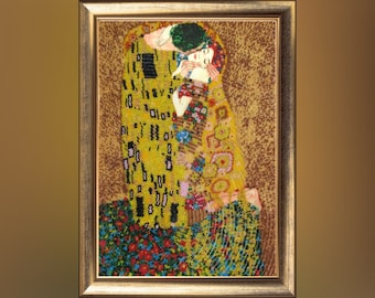 Gustav Klimt beaded cross stitch picture kit Kiss, bead embroidery kit abstract people pattern