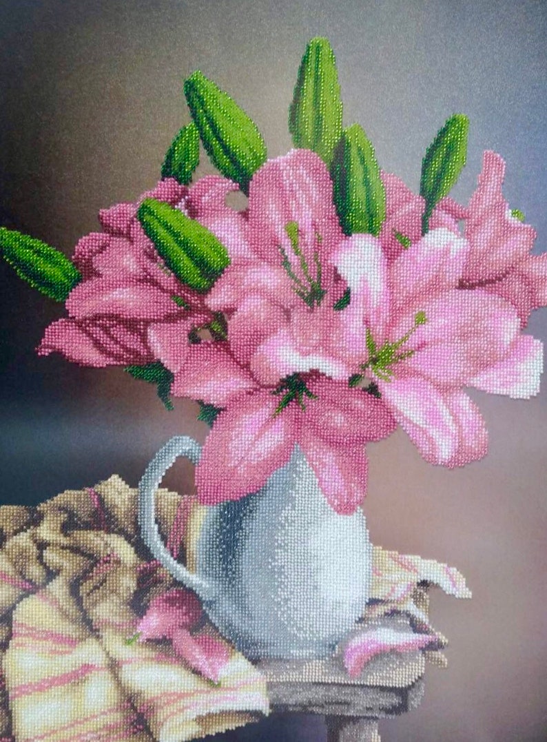 Full Bead embroidery kit lilac flower pattern beaded picture kit DIY Floral beaded cross stitch