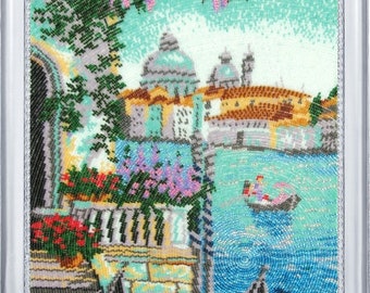 Venice Fully Beaded cross stitch picture kit Italy landscape pattern, small full coverage Bead embroidery kit
