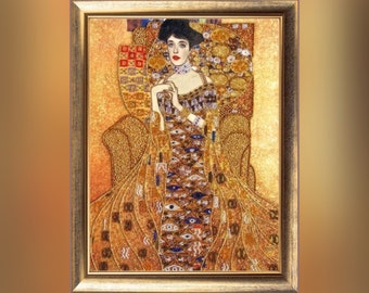 Gustav Klimt beaded cross stitch picture kit Portrait of Adele, bead embroidery kit abstract people pattern