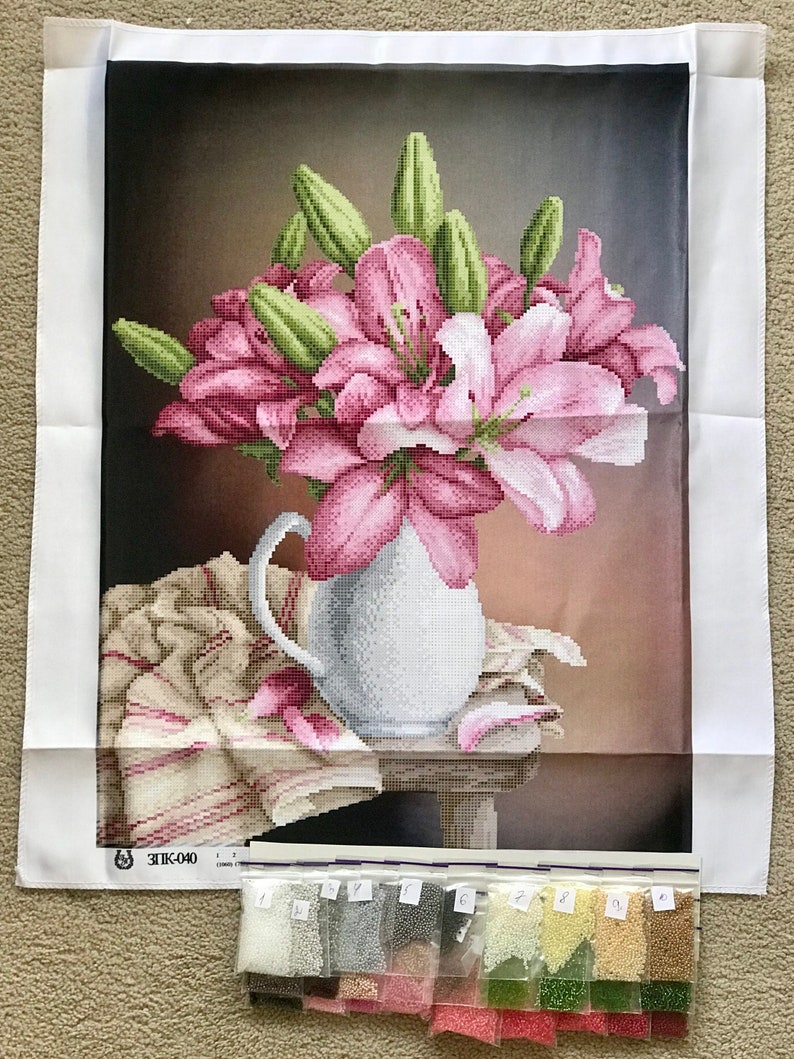 Full Bead embroidery kit lilac flower pattern beaded picture kit DIY Floral beaded cross stitch