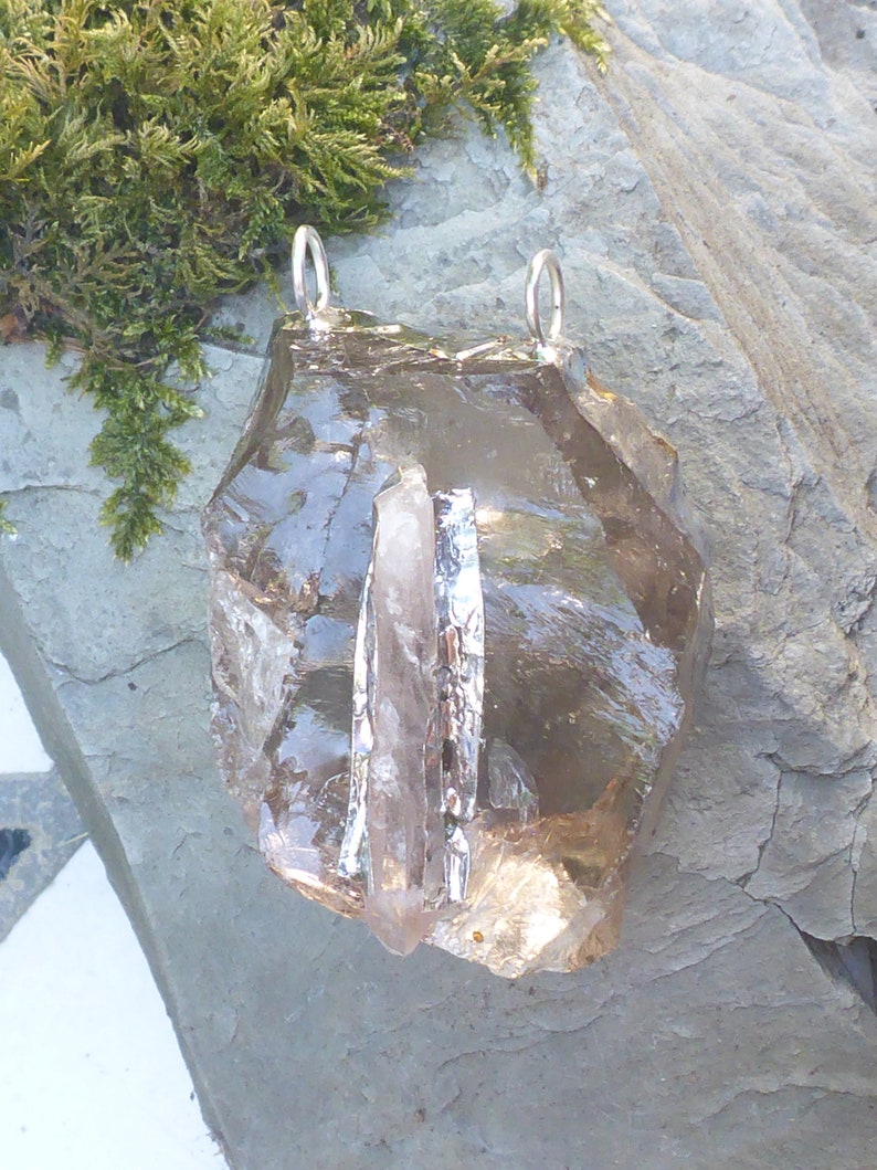 Shamanic Smoky QuartzShamanic Pendant Smoky Quartz and Quartz Point Crystal Pendant /'Divine Nurture/'