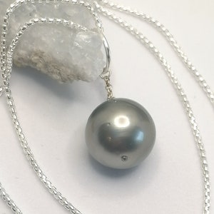 Tahitian Pearl 925 Sterling Silver Necklace - Natural Rare Tahitian Pearl Necklace - 9mm Tahitian Pearl - &#39;Divine Grace&#39;