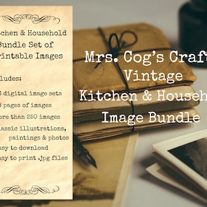 Kitchen & Household Image Bundle Printable Images, Instant Download, Ephemera, Junk Journal, Embellishment, Vintage Images, Printable Art image 1