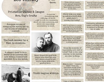 Leo Tolstoy - Printable Images & Quotes, Journal Prompts, Printable Words, Instant Download, Digital Collage, Printable Quotes