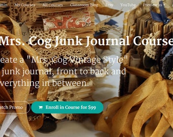 Complete Junk Journal Course - Online Class, Instructional Videos, Tutorial, DIY Journal, Junk Journal Course, Handmade Journal