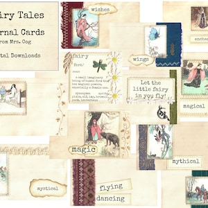 Fairy Tales Journal Cards - Digital Images, Printable Index Cards, Instant Download, Digital Collage, Altered Cards, Index Cards