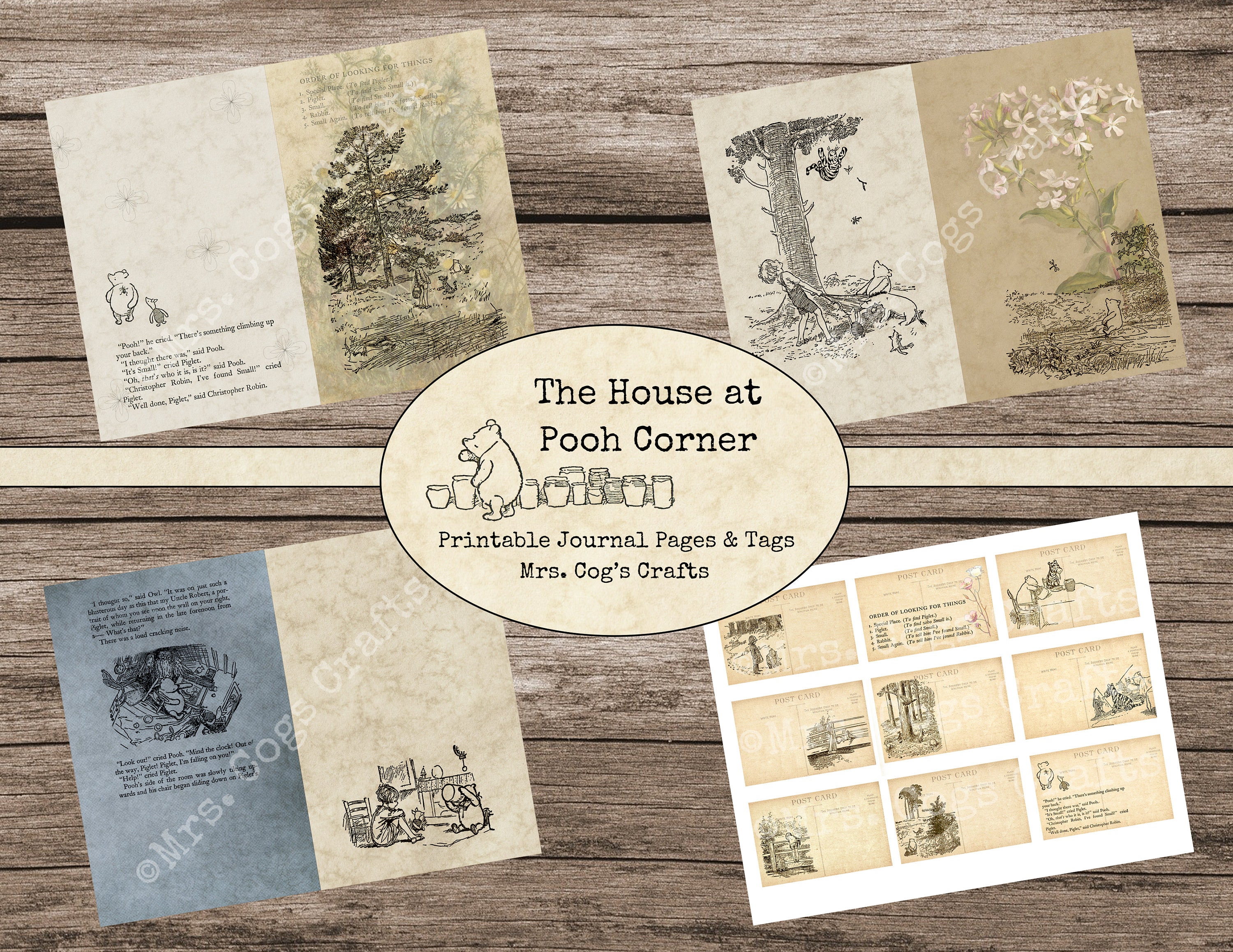 The House at Pooh Corner Journal Pages - Paper Pack, Printable Journal ...