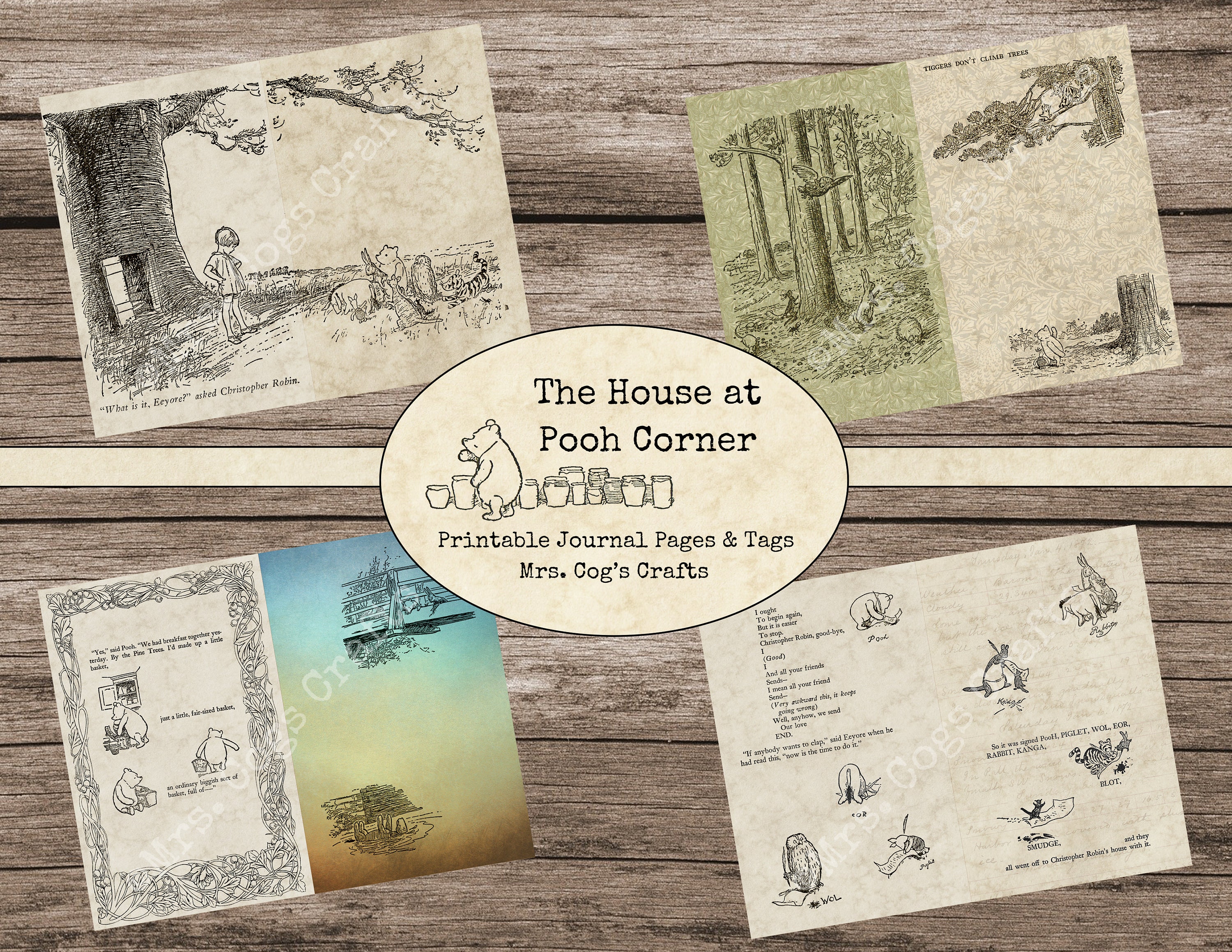 The House at Pooh Corner Journal Pages - Paper Pack, Printable Journal ...