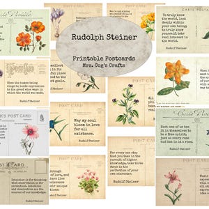 Cartes postales Rudolph Steiner - invites de journal, mots imprimables, téléchargement immédiat, collage numérique, oeuvres d'art éphémères, citations imprimables