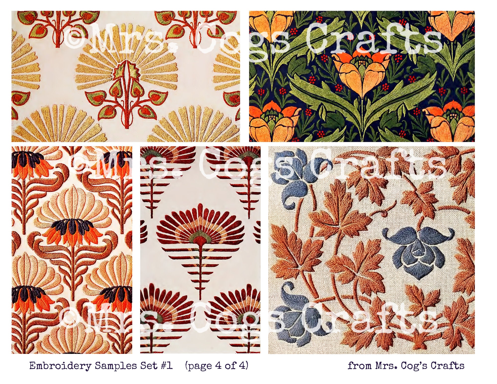 Embroidery Samples Set # 1 - Printable Stitching, Digital Images ...