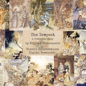 The Tempest - a romantic play by William Shakespeare, Digital Ephemera, Digital Images, Vintage Art, Digital Art, Instant Download