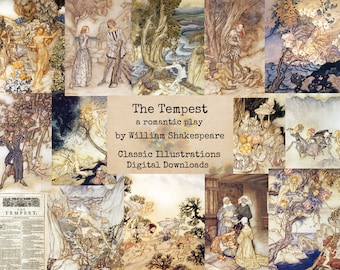 The Tempest - a romantic play by William Shakespeare, Digital Ephemera, Digital Images, Vintage Art, Digital Art, Instant Download