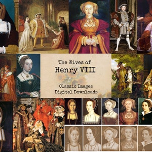The Wives of Henry VIII - Printable Images, Vintage Art, Instant Download, Digital Collage, Ephemera, House of Tudor, Henry VIII England