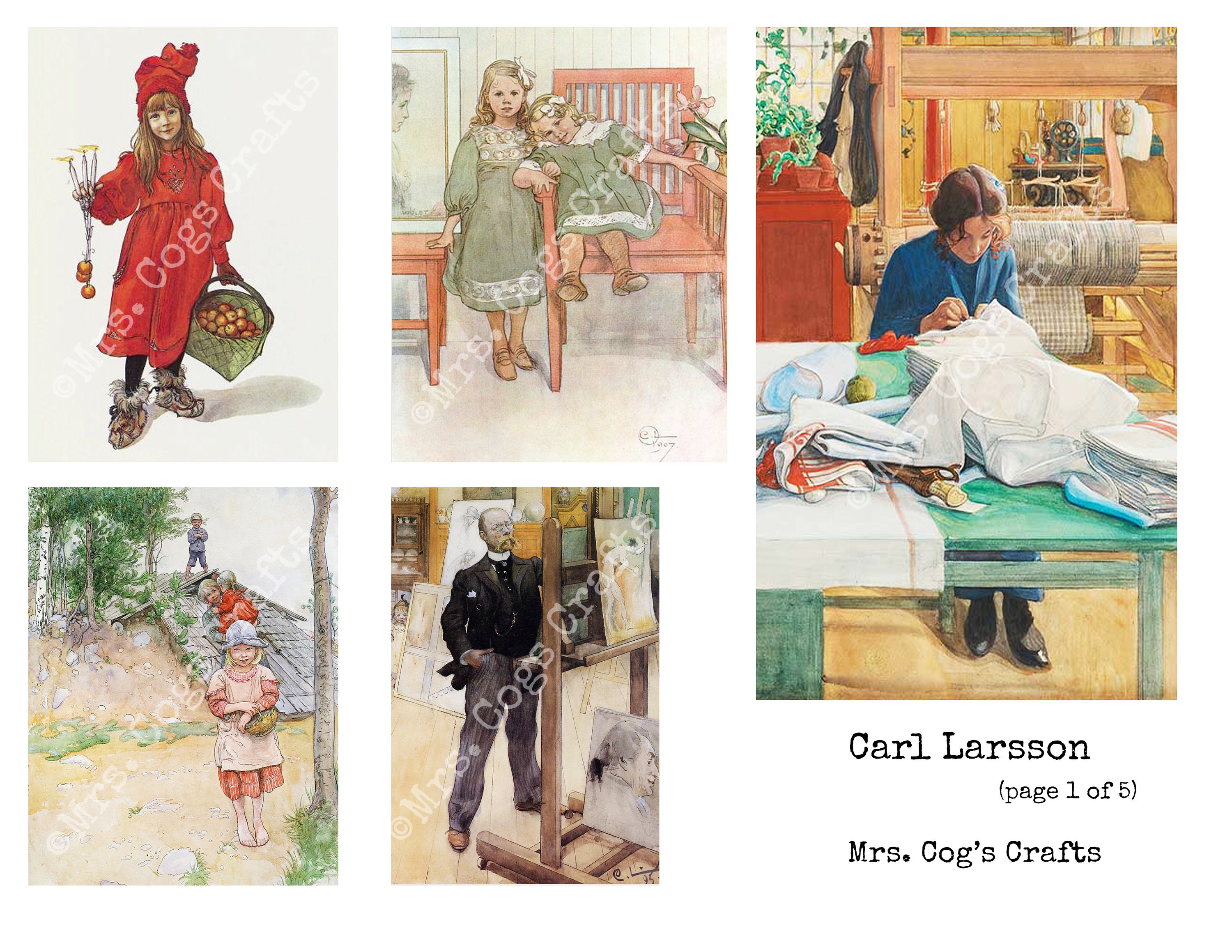 Carl Larsson - Printable Images, Digital Ephemera, Vintage Art