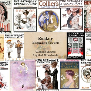Easter Magazine Covers - Printable Images, Ephemera, Vintage Art, Instant Download, Digital Collage, Vintage Images, Magazine Cover, Easter