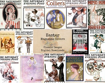 Easter Magazine Covers - Printable Images, Ephemera, Vintage Art, Instant Download, Digital Collage, Vintage Images, Magazine Cover, Easter