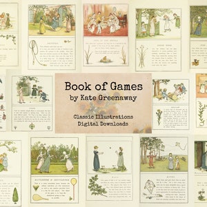 Kate Greenaway Book of Games - Digital Ephemera Classics, Digital Images, Vintage Art, Instant Download, Digital Collage