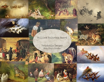 William Holbrook Beard - Printable Images, Digital Ephemera, Vintage Art, Instant Download, Digital Paper, Digital Collage, Antique Art