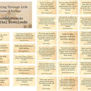 Dancing Through Life - Journal Prompts, Printable Words, Instant Download, Digital Collage, Art Ephemera, Printable Quotes