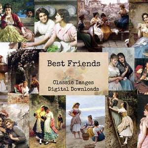 Best Friends - Digital Ephemera Classics, Digital Images, vintage Art, Instant Download, Digital Collage, Art Ephemera