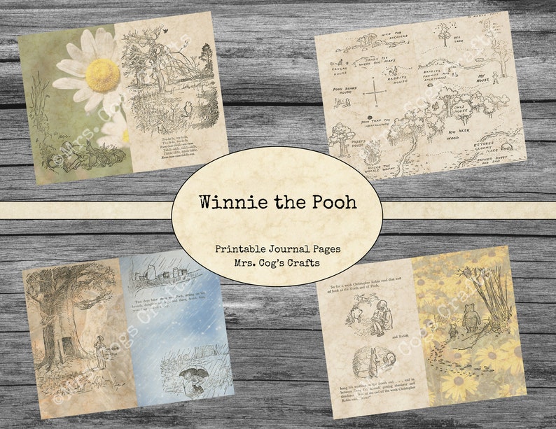Winnie the Pooh Journal Pages - Paper Pack, Printable Journal Pages ...