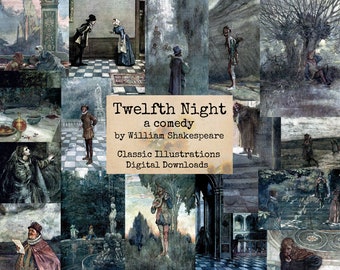 Twelfth Night- a Comedy by William Shakespeare, Digital Ephemera Classics, Digital Images, Vintage Art, Digital Art, Instant Download