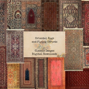 Oriental Rugs and Flying Carpets - Printable Images, Digital Images, Vintage Art, Instant Download, Digital Collage, Ephemera, Antique Art