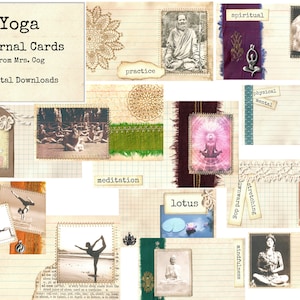 Yoga Journal Cards - Digital Images, Printable Index Cards, Instant Download, Digital Collage, Altered Cards, Index Cards