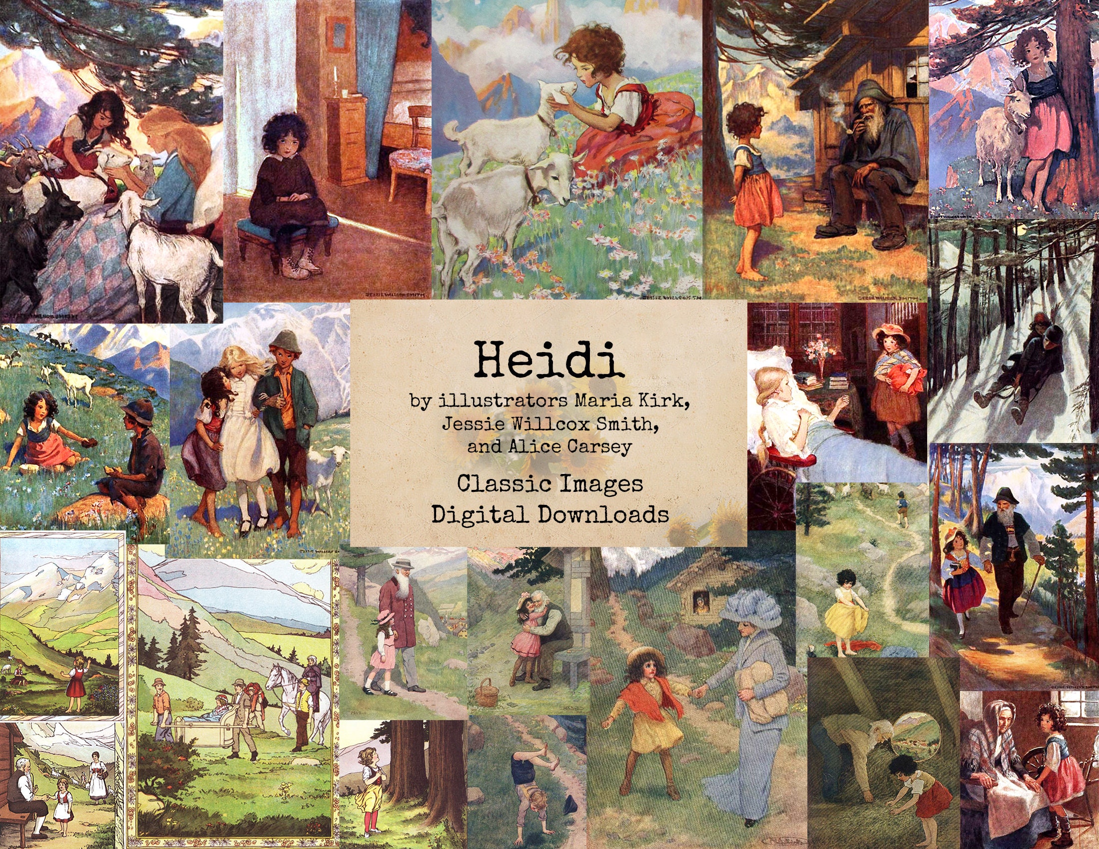 Heidi by Johanna Spyri, Various Illustrators - Printable
