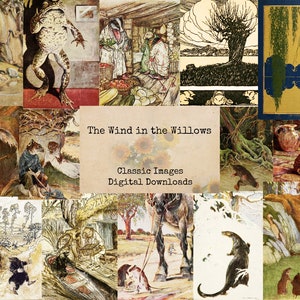 The Wind in the Willows - Digital Ephemera Classics, Printable Images, Vintage Art, Instant Download, Digital Collage, Book Illustrations