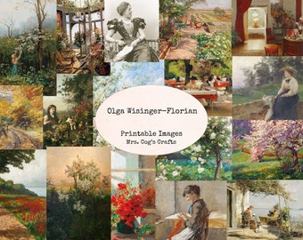 Olga Wisinger-Florian - Printable Images, Digital Ephemera, Vintage Art, Instant Download, Digital Paper, Digital Collage