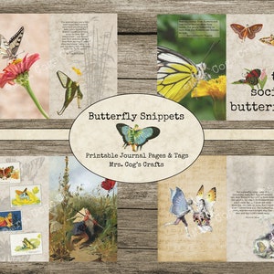 Butterfly Snippets Journal Kit - Printable Journal, Vintage Images ...