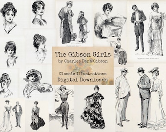 The Gibson Girls - by Charles Dana Gibson, Digital Ephemera Classics, Printable Images, Vintage Art, Digital Art, Instant Download