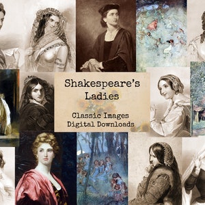 Ladies of Shakespeare - Digital Ephemera Classics, Digital Images, vintage Art, Instant Download, Digital Collage, Art Ephemera