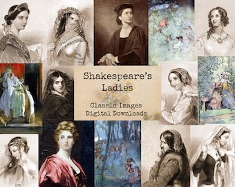Ladies of Shakespeare - Digital Ephemera Classics, Digital Images, Vintage Art, Instant Download, Digital Collage, Art Ephemera
