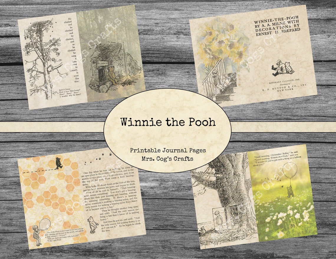 Winnie the Pooh Journal Pages - Paper Pack, Printable Journal Pages ...