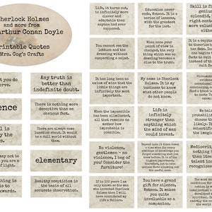 Sherlock Holmes en A C Doyle Quotes - Afdrukbare Citaten, Journal Prompts, Afdrukbare Woorden, Instant Download, Digitale Collage, Art Ephemera