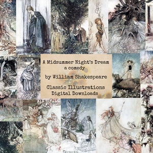 Sogno di una notte di mezza estate - una commedia di William Shakespeare, effimero digitale, immagini digitali, arte vintage, arte digitale, download istantaneo