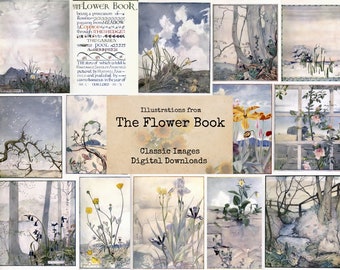 The Flower Book - Digital Ephemera, Digital Images, Vintage Art, Instant Download, Digital Collage, Art Ephemera