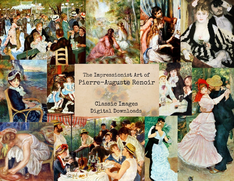 Pierre Auguste Renoir Impressionist Art Digital Ephemera Classics Digital Images Vintage Art Instant Download Digital Collage