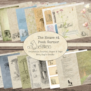 The House at Pooh Corner Journal Pages - Paper Pack, Printable Journal Pages, Pooh Bear, Digital Journal, Vintage Images, Winnie the Pooh