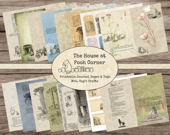 The House at Pooh Corner Journal Pages - Paper Pack, Printable Journal Pages, Pooh Bear, Digital Journal, Vintage Images, Winnie the Pooh