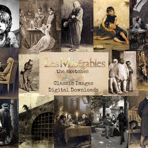 Les Misérables the Sketches - Digital Ephemera Classics, Digital Images, Vintage Art, Instant Download, Digital Collage, Art Ephemera
