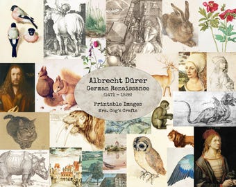 Albrecht Dürer Printable Images, Digital Ephemera, Vintage Art, Instant Download, Digital Paper, Digital Collage, German Renaissance